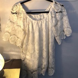 White Crochet Off The Shoulder Blouse